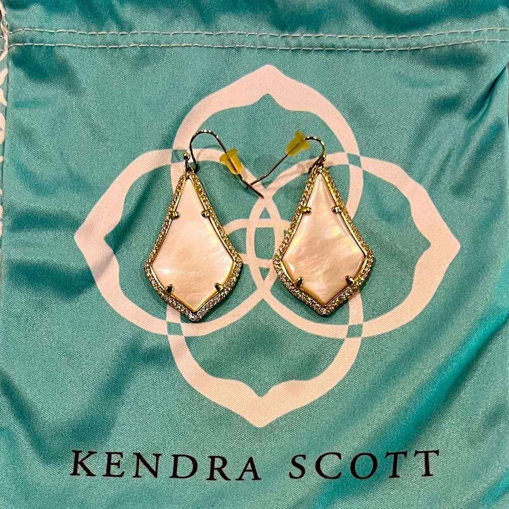Kendra Scott Gold Earrings Rhinestones and Pearly